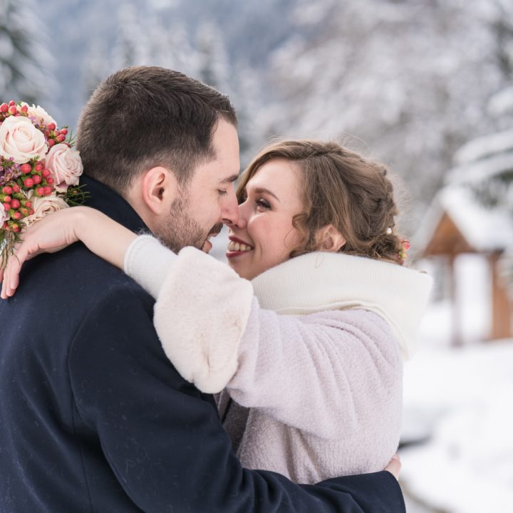 Un mariage à Saint Gervais en  hiver sous la neige