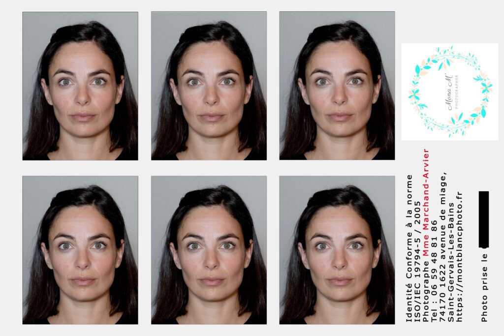 Planche de photos pour passeport ou carte d'identité