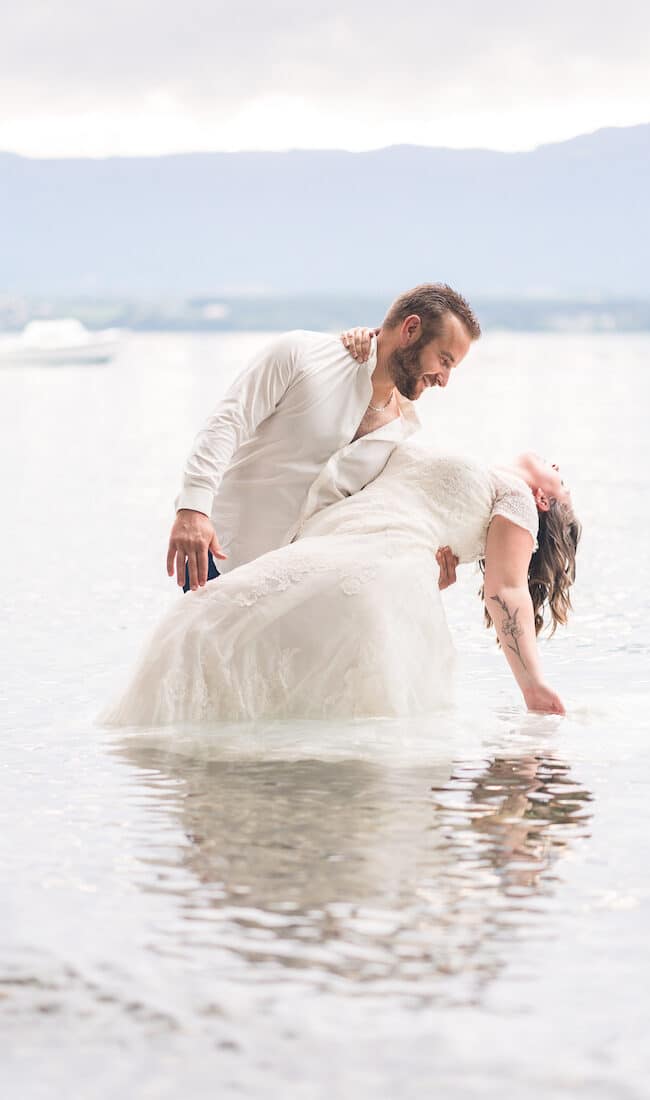 Séance trash the dress lac Léman